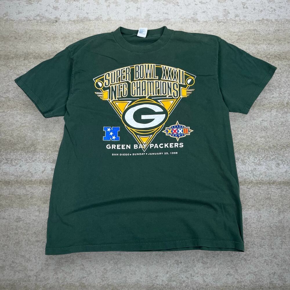 Vintage 90s Green Bay Packers Shirt Mens XL Forest Green Cotton Super Bowl